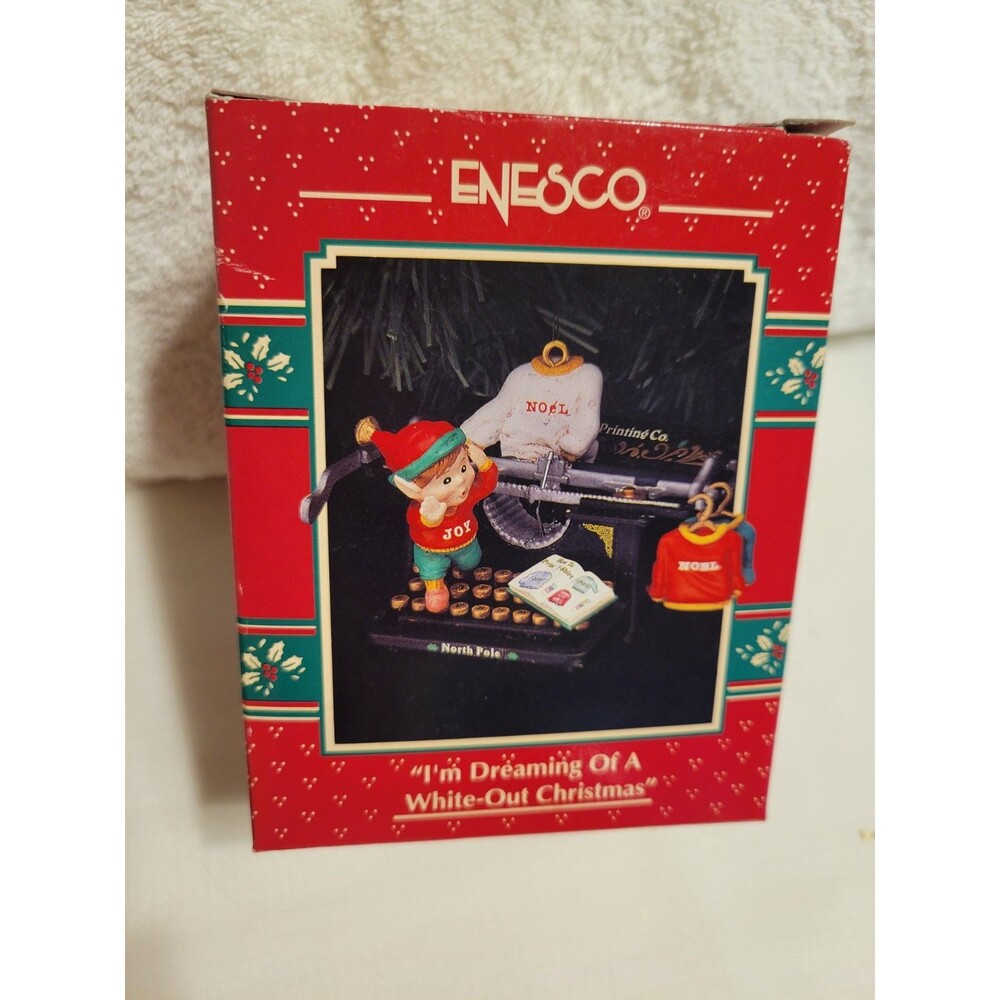 1993 Enesco  Christmas Hanging Ornamen "I'm Dreaming Of A White - Out Christmas